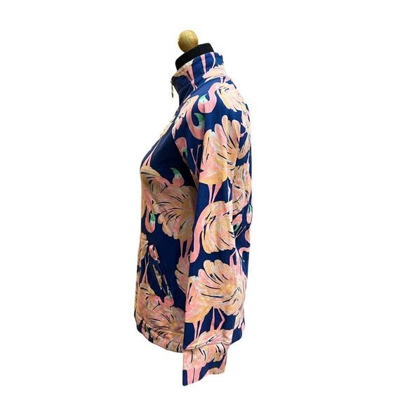 LILLY PULITZER Skipper Popover GIMME SOME LEG Flamingo Resort Navy, Size XS - Picture 5 of 9